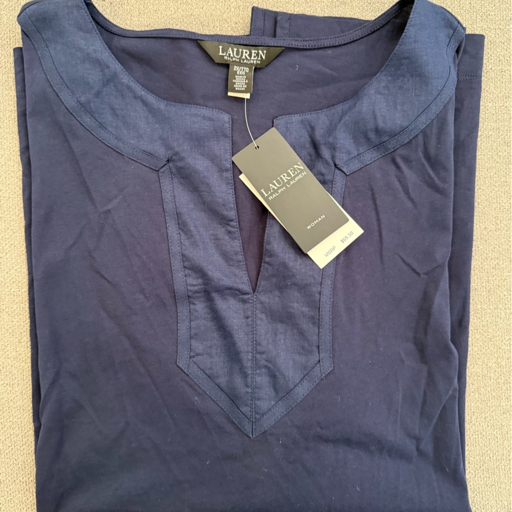 NWT Ralph Lauren Navy linen and cotton tunic Shirt - Picture 4 of 4
